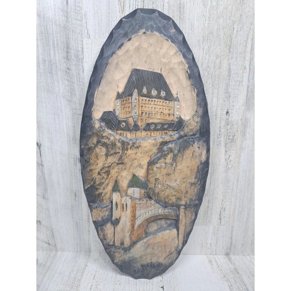 Alain Flamand Art Sculpteur Hand Carved Wooden Plaque 13" Quebec SIGNED 2017